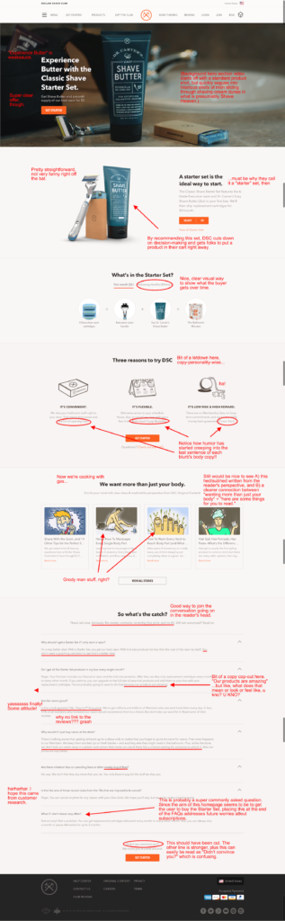 Dollar Shave Club Homepage_Annotated