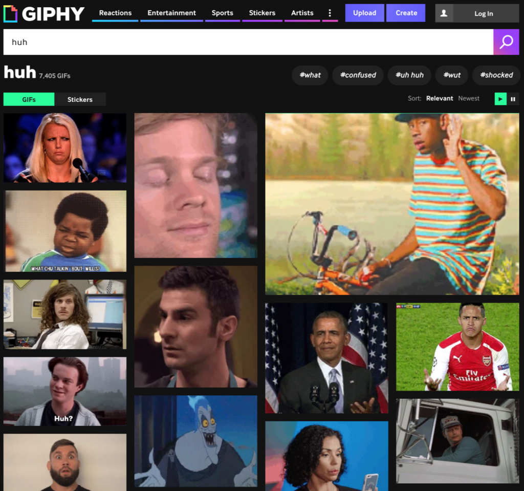 giphy search results