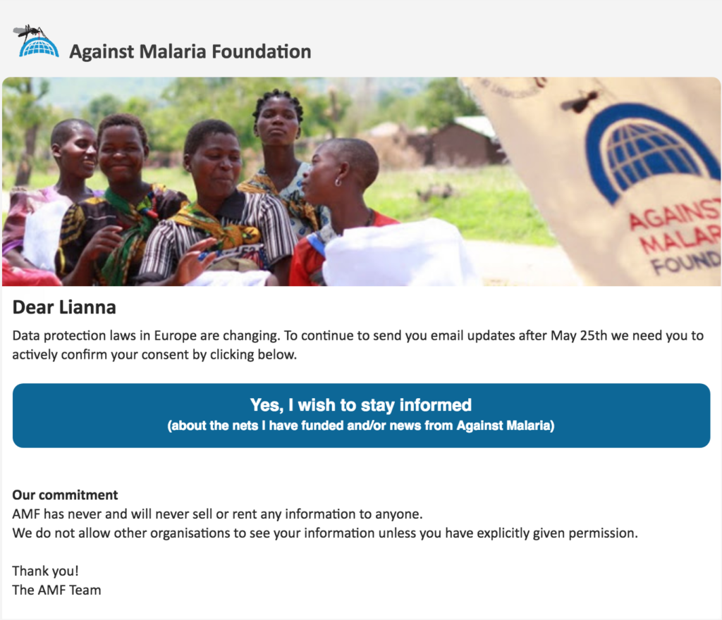 against malaria gdpr email